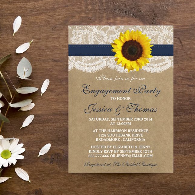 Invitación Partido O Ducha De Compromiso Rústico Del Girasol  (Subido por el creador)
