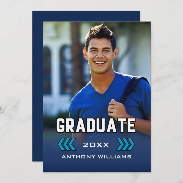 Invitación Partido personalizado de Graduación de Foto (Anverso / Reverso)