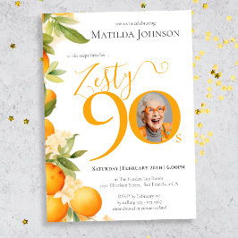 Invitación Partido por el cumpleaños 90 de Zesty Naranja Phot