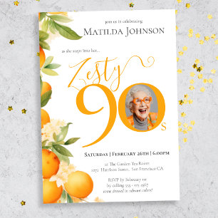 Invitación Partido por el cumpleaños 90 de Zesty Naranja Phot