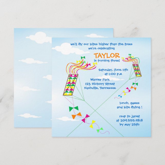 Invitación Partido por el Cumpleaños de la Cometa Superior (Anverso / Reverso)