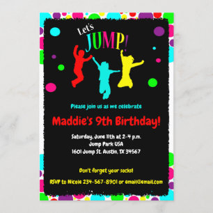 Invitación Partido por el cumpleaños de Trampoline/Fiesta por