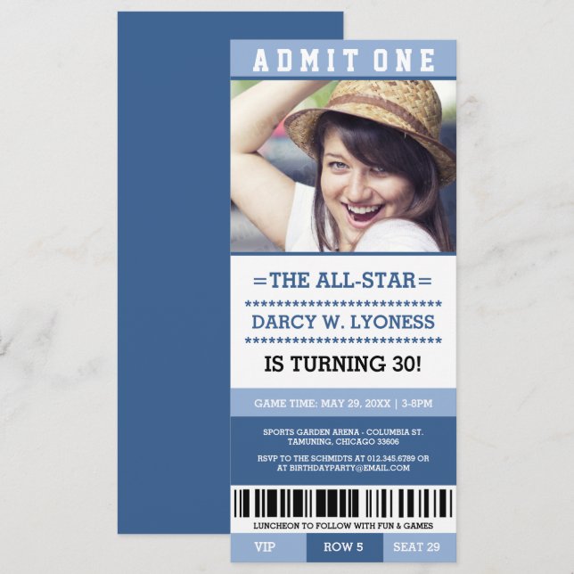 Invitación Partido por el cumpleaños del Blue Sports Ticket i (Anverso / Reverso)