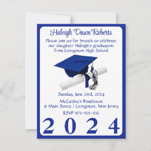 Invitación Partido Real de Graduación Azul Cap & Diploma