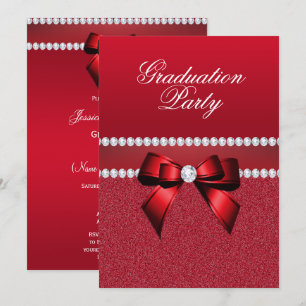 Invitación Partido Romántico de Graduación Roja Ruby