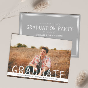 Invitación Partido Rústico de Graduación de Fotografías Vinta