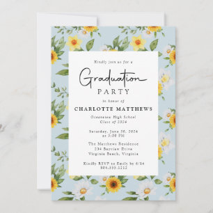 Invitación Partido Rústico de Graduación de Fotos Florales de