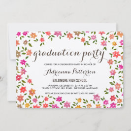 Invitación Partido Rústico de Graduación de Guirnaldas Floral