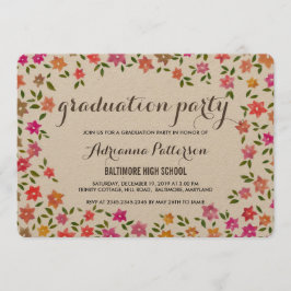 Invitación Partido Rústico de Graduación de Guirnaldas Floral