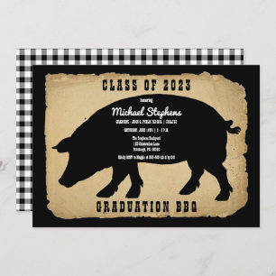 Invitación Partido Rústico de Graduación de Hog Country - BBQ