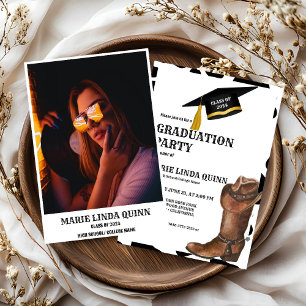 Invitación Partido Rústico de Graduación de Vaqueros Occident