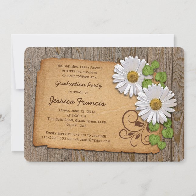 Invitación Partido Rústico de Graduación del País de la Daisy (Anverso)