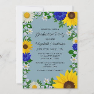 Invitación Partido Rústico de Graduación Floral del Daisy del
