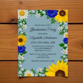 Invitación Partido Rústico de Graduación Floral del Daisy del
