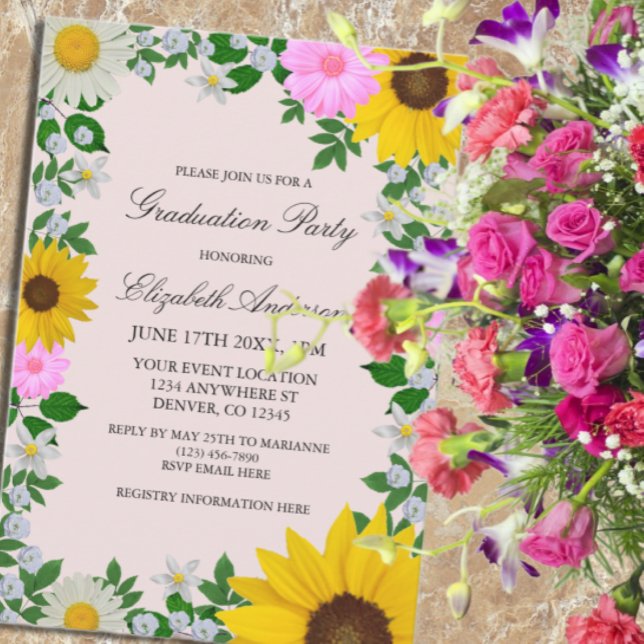 Invitación Partido Rústico de Graduación Floral del Daisy del (Subido por el creador)