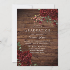 Invitación Partido Rústico de Graduación Floral Romántica Ros