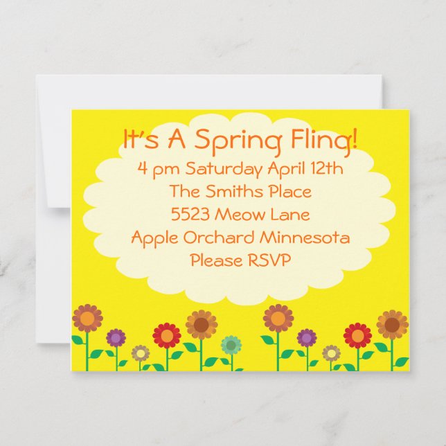 Invitación Partido temático Cute Vintage Spring (Anverso)