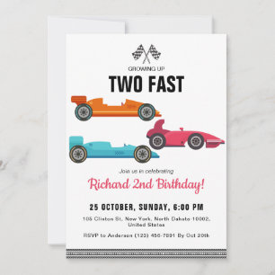 Invitación Partido temático de Birthday Boy Two Fast Race Car