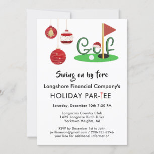 Invitación Partido temático del golf de Navidades empresarial