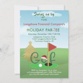 Invitación Partido temático del golf de Navidades empresarial