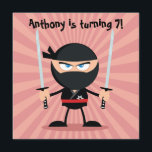 Invitación Partido temático Kids Ninja<br><div class="desc">Tarjeta de invitación de fiesta con temática ninja de Kawaii japanese lista para ser personalizada según sus especificaciones.</div>