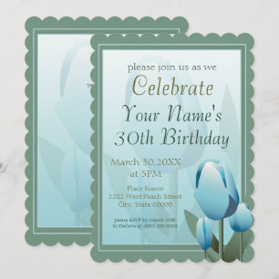 Invitación Partido Turquesa de Cumpleaños de los Tulipanes de