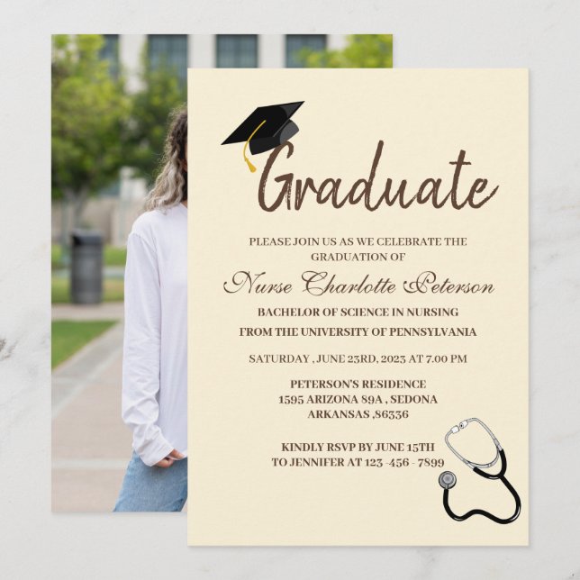 Invitación Partido único de graduación de Personalizado fotog (Anverso / Reverso)