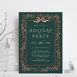 Invitación Partido Verde del marco del invierno rojo