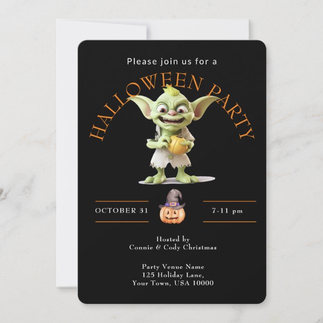Invitación Partido Verde Goblin HALLOWEEN (Anverso)