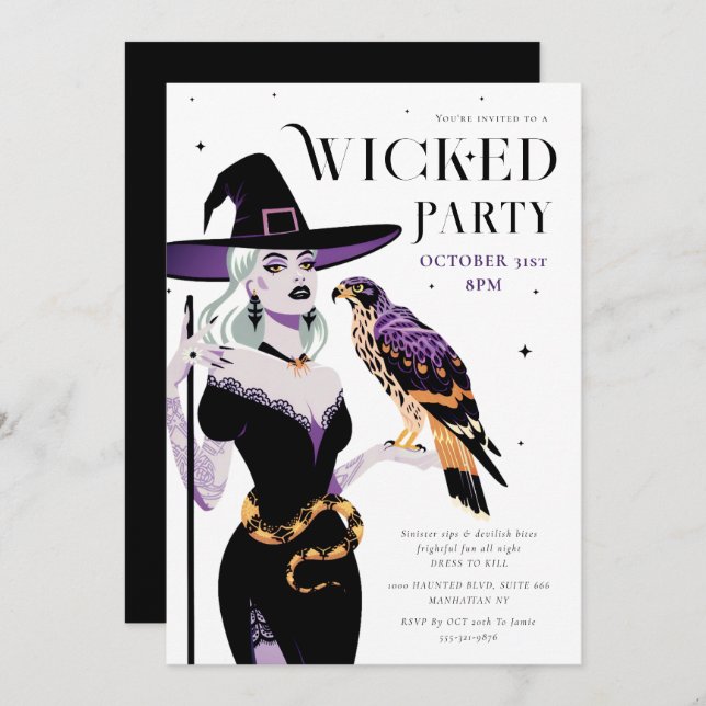 Invitación Partido Witch Halloween (Anverso / Reverso)