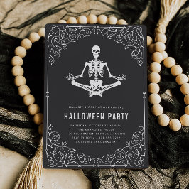 Invitación Partido Zen Skeleton Halloween
