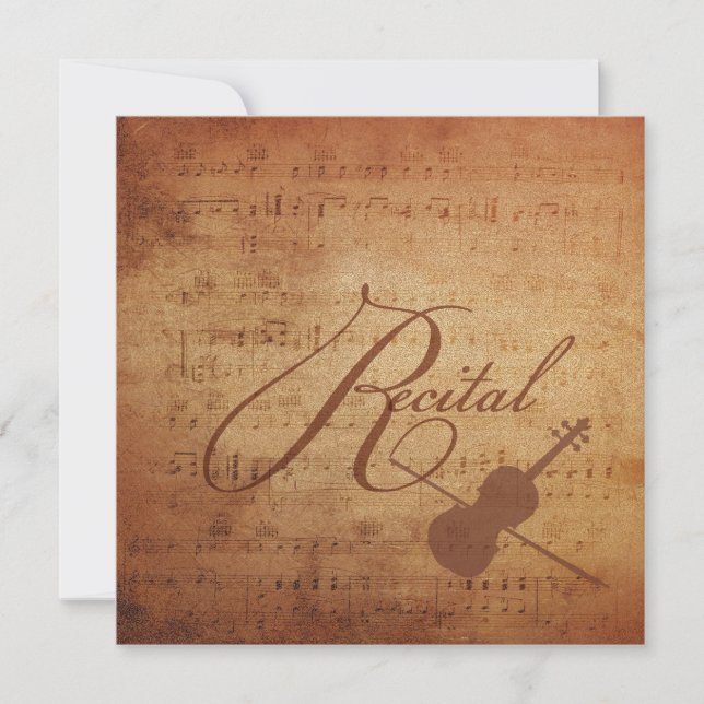 Invitación Partitura de la antigüedad del decreto del violín (Anverso)