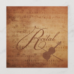 Invitación Partitura de la antigüedad del decreto del violín