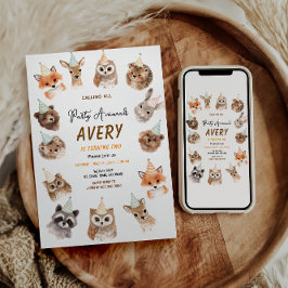 Invitación Party Animals 2nd Birthday | Cute Jungle Animal