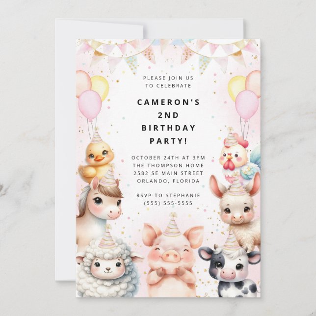 Invitación Party Animals Safari Birthday Party Invitation (Anverso)