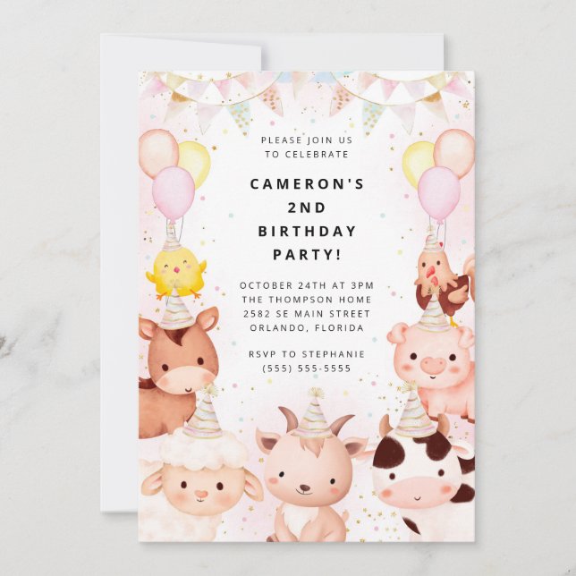 Invitación Party Animals Safari Birthday Party Invitation (Anverso)