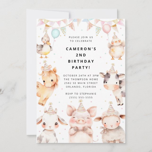Invitación Party Animals Safari Birthday Party Invitation (Anverso)