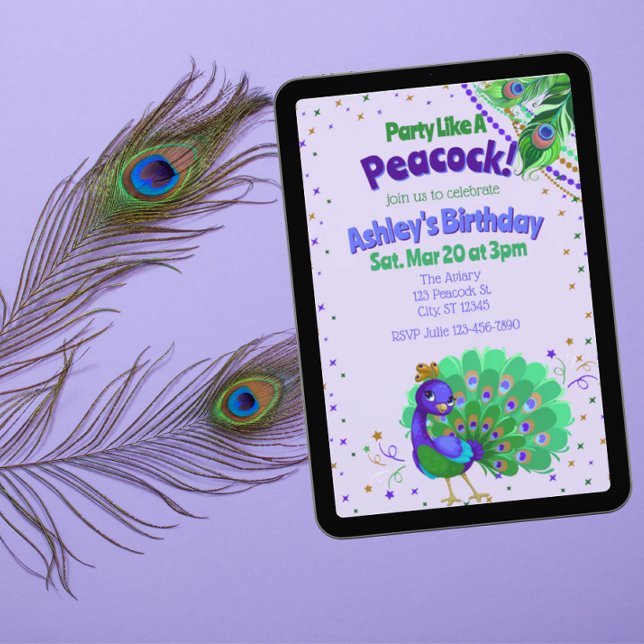 Invitación Party Like A Peacock Birthday (Subido por el creador)