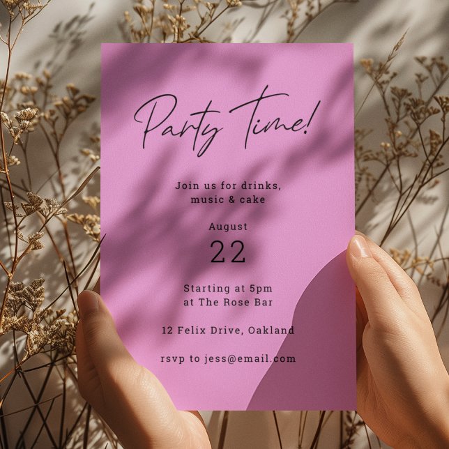 Invitación Party Time | Light Magenta Púrpura Moderna (Subido por el creador)