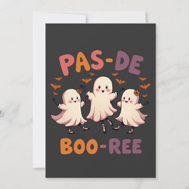 Invitación Pas de boo-ree Spooky Halloween Ballet Danza Fanta (Anverso)