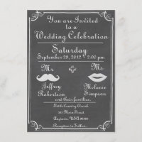 Invitación pasada de moda de la boda de la pizarra