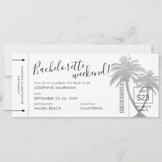 Invitación Pasado de embarque de Bachelorette Beach (Anverso)