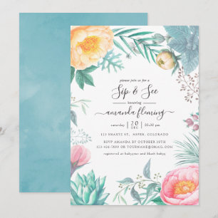 Invitación Pasado Polvoriento Floral Tropical de Verano Bebe 