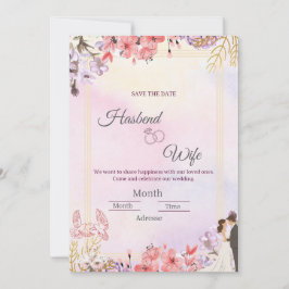 Invitación Pasado Romántico Aquarela Floral para Anunciar la