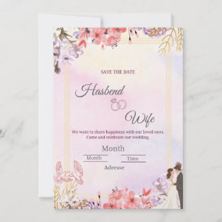 Invitación Pasado Romántico Aquarela Floral para Anunciar la
