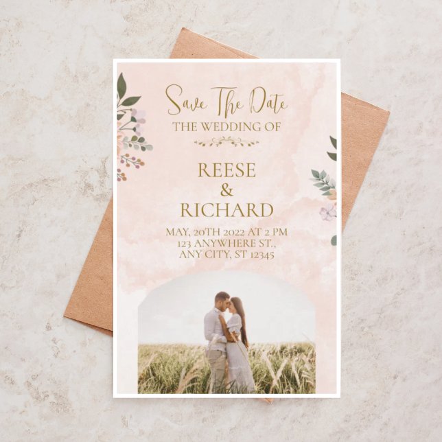 Invitación "Pasado Romántico Floral Salva la Fecha Boda  (Subido por el creador)