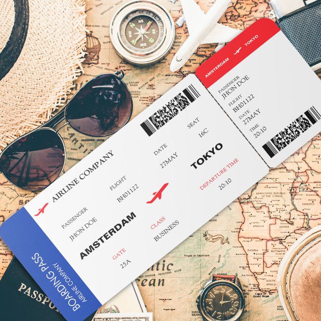 Invitación Pasaje de Abordaje de Boleto de Aerolínea Clásico (Fake Airline Ticket Boarding Pass Classic Invitation)