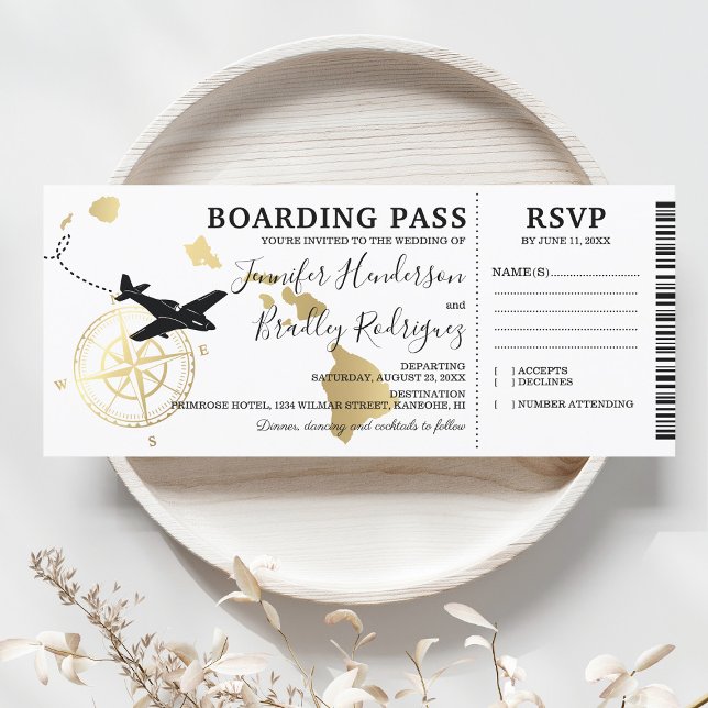 Invitación Pasaje de Abordaje Destino Boda Hawaii (Subido por el creador)