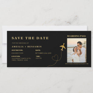 Invitación Pasaje de Abordaje - Fecha para Guardar Boda de