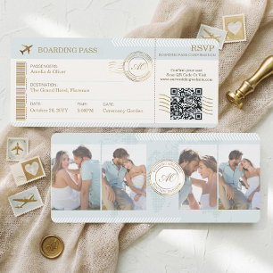 Invitación Pasaje de embarque de destino Foto de boda